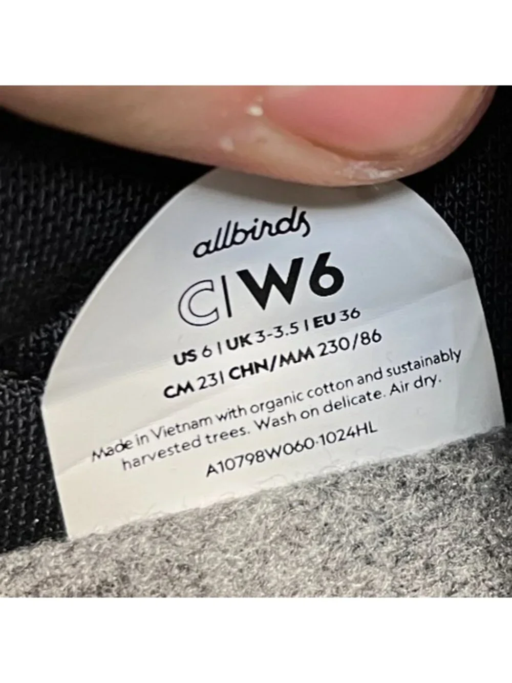 Allbirds Courier Womens Size 6 Black White Athletic Running Shoes Sneakers